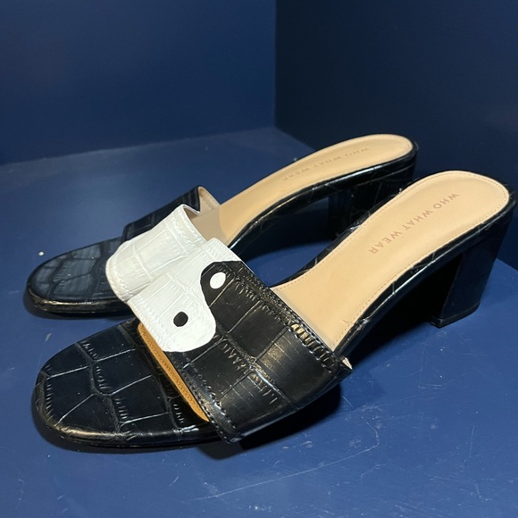 Who What Wear custom painted yin-yang 90s heeled sandals mules pumps - 8.5 - Picture 1 of 6